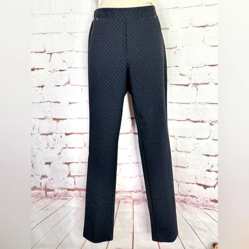 INSIGHT 26.5 Inch Waist Black Jacquard Print Pull On Slim Fit Size 4 Pants - Picture 1 of 13
